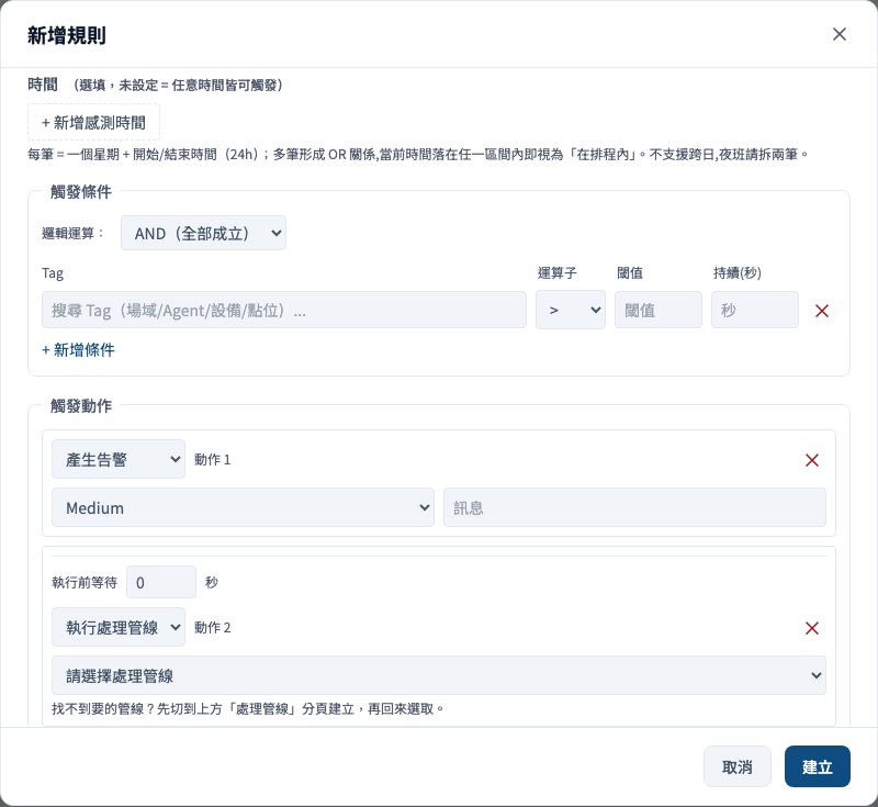 新增規則表單